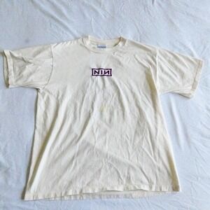 Nine Inch Nails 90s Vintage Downward Spiral T-shirt Purple Blue Embroidered READ